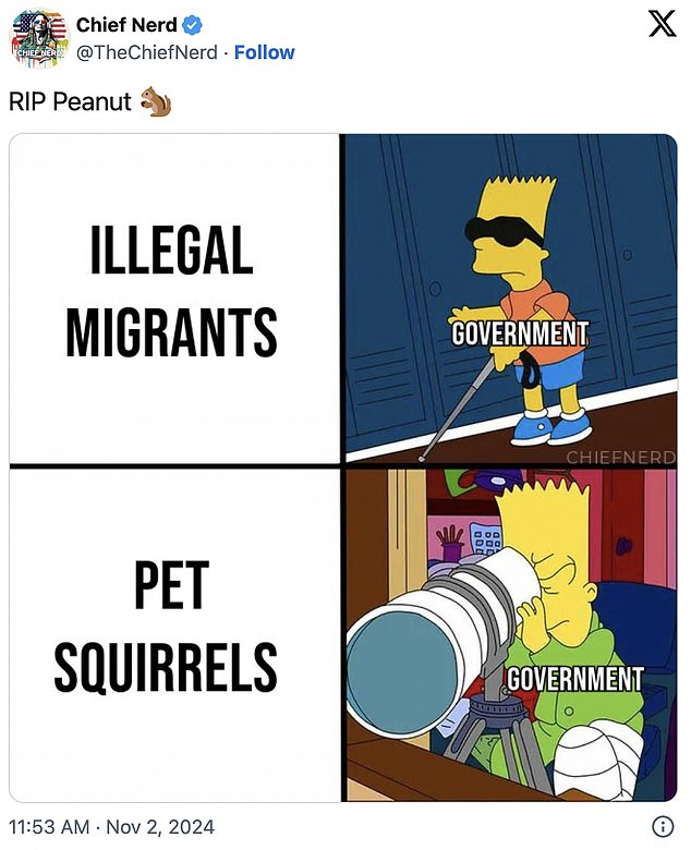 Several memes appeared over the course of Saturday following Peanut's death.