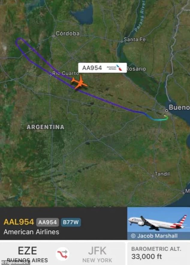 The plane was flying from Buenos Aires, Argentina to New York, but turned back abruptly shortly after takeoff due to concerns that someone had been trapped inside the cargo hold.