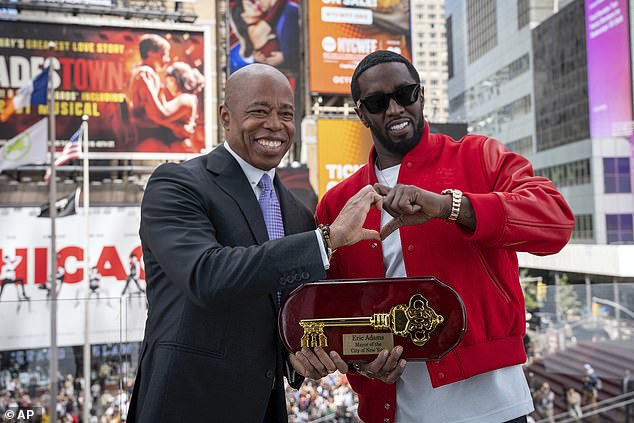 And several months ago, Combs was also asked to return the Key to the City of New York; Mayor Eric Adams and Diddy seen in September 2023