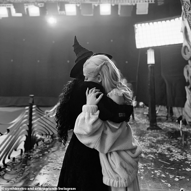 The singer, who plays Glinda, the Good Witch of the North on Wicked, recently shared a black and white photo of herself and co-star Cynthia Erivo.