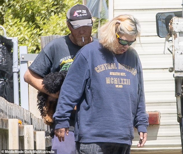 Jamie McCulloch and Jacinta King pictured outside their caravan in Devonport this week