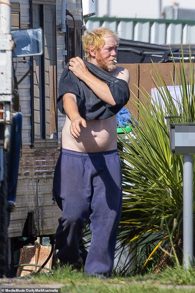 Jamie McCulloch is pictured in Devonport on Thursday. He lives in a caravan with his brother's wife.