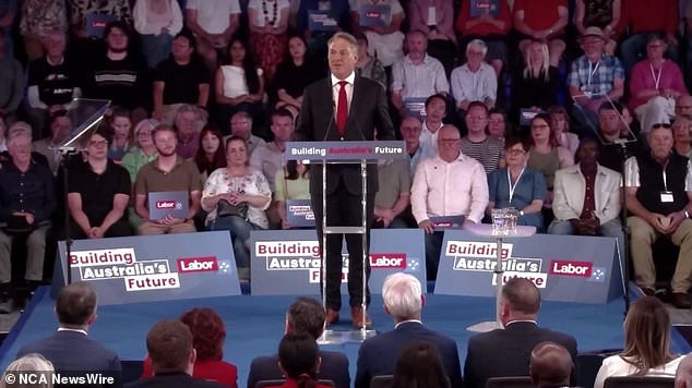 Australia's Deputy Prime Minister Richard Marles addresses the congregation at the Labor campaign rally in Adelaide. Image: NewsWire