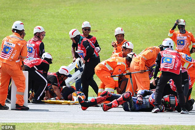 Medical teams quickly arrived at the track to provide treatment to those involved in the accident.