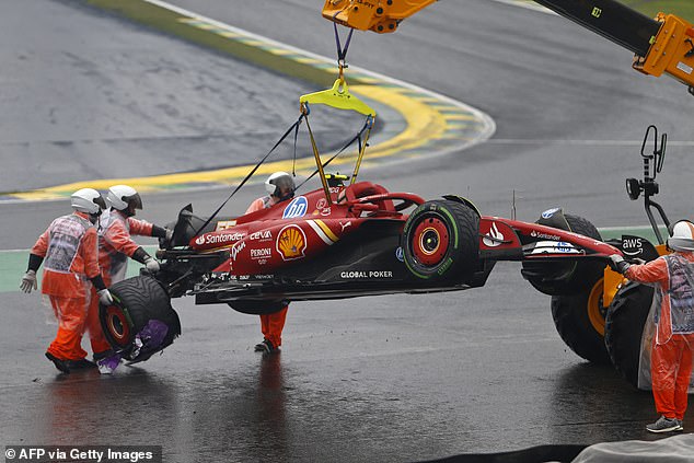 Meanwhile, Carlos Sainz's car had to be taken off the track after hitting the barriers.