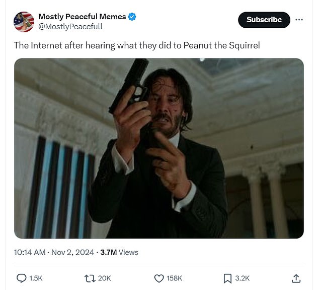 In another creation satirizing the Keanu Reeves-directed John Wick, an AI-generated image stream in X showed Reeves brandishing a gun, referencing how, in the film, Reeves' character goes on a killing spree after someone kills his dog.