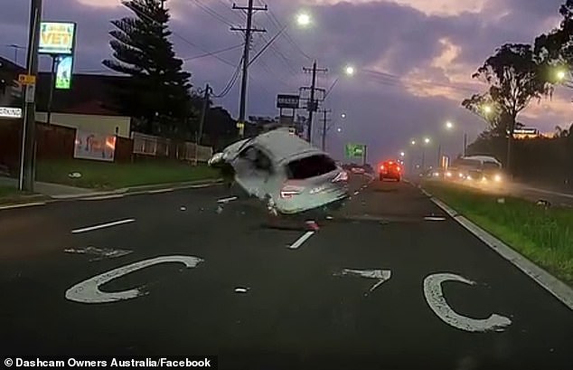 The SYUV turned to the opposite side of the road, crossed the median and entered the path of oncoming traffic (pictured).