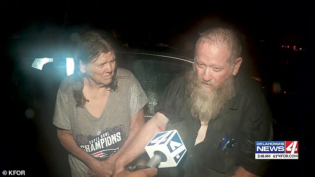 Daniel and Cherry Haggard, pictured, were sent fighting in the middle of the night when debris flew into their home through their bedroom windows.