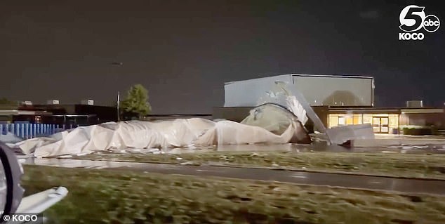 Amateur video shot by a citizen shows extensive damage to Newcastle Elementary School, which borders Oklahoma City to the southeast.