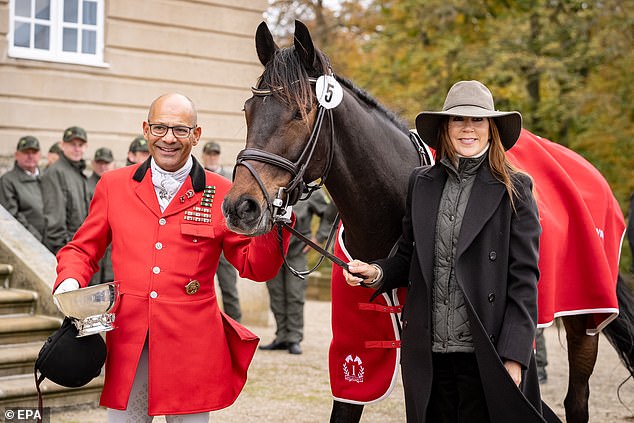 Queen Mary greeted the competition winners, Nils Goldschmidt, and his horse.