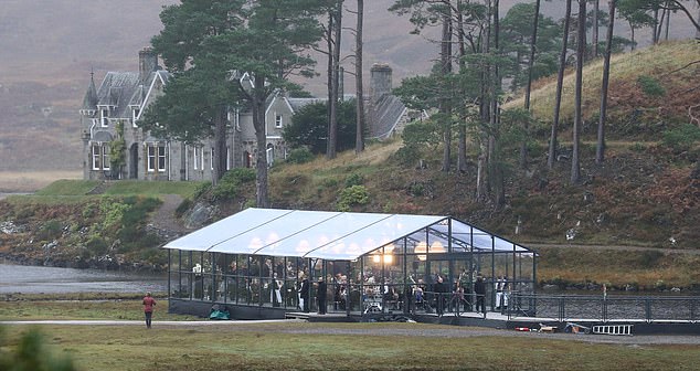 The Gothic main house of the estate faced the marquee.