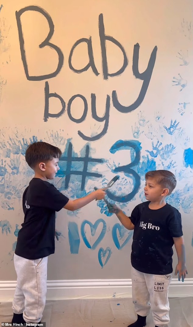 The cleaning influencer, whose real name is Sophie Hinchcliffe, posted an emotional Instagram post as her sons Ronnie, five, and Lennie, three, painted the news of the arrival on a wall.