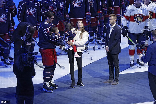 The Columbus Blue Jackets paid a touching tribute to their late teammate during the team's first home game in October as Meredith and her children walked on the ice.