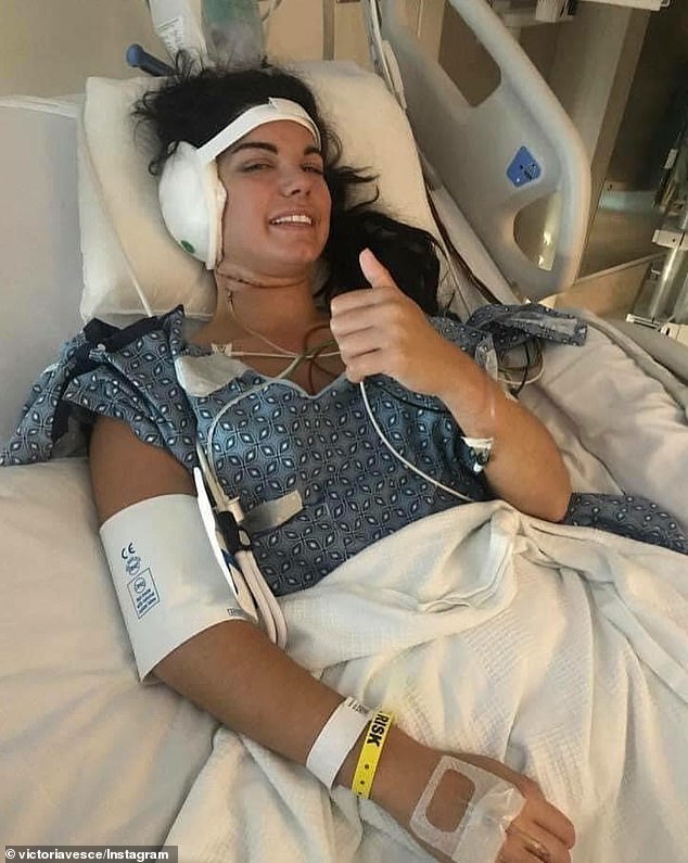 After finally convincing doctors to do a scan, she was diagnosed with multiple paraganglioma, a rare brain-skull tumor that wrapped around her nerves and spread down her neck. 