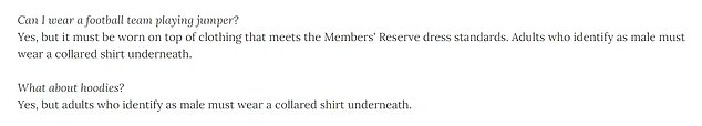 New wording on the MCC website shows the club has moved into the modern world with provisions for genders other than men's or women's.