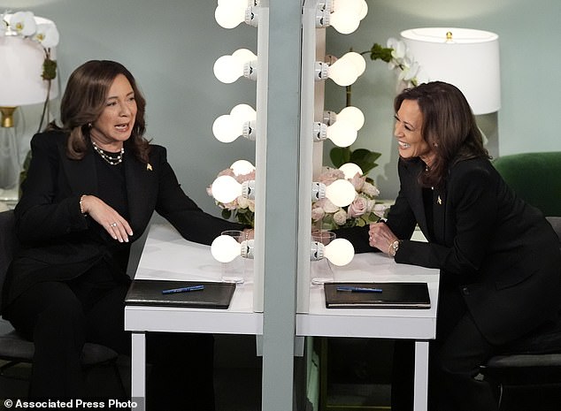 Democratic presidential candidate Vice President Kamala Harris appears on NBC "saturday night live" with Maya Rudolph, Saturday, November 2, 2024 in New York. Harris made an unannounced trip to New York to appear to briefly step away from the key states she has been campaigning in with the election just three days away. (AP Photo/Jacquelyn Martin)