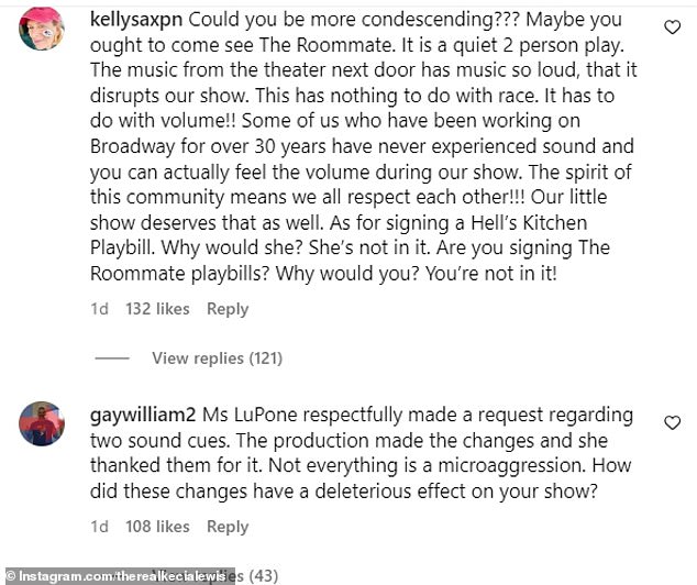 Some people came to the defense of LuPone and The Roommate