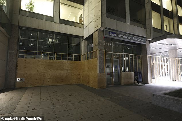 Businesses near the White House are boarded up ahead of election day tomorrow.