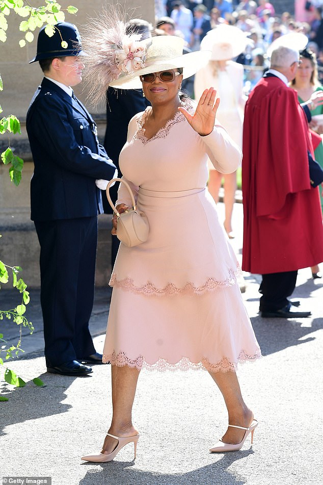 Pictured: Oprah Winfrey at Prince Harry and Meghan Markle's wedding in Windsor in May 2018.