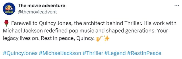 X/Twitter users flooded the platform with their tributes to the late music producer