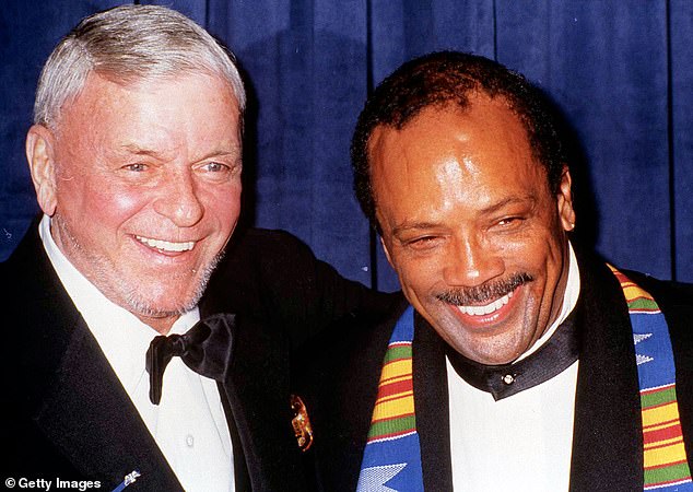 Jones with Frank Sinatra at the 21st Scopus Awards on January 13, 1991 at the Century Plaza Hotel in Century City, California