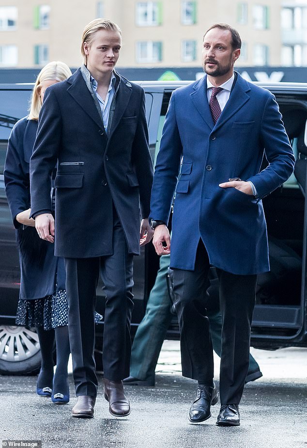 The heir to the Norwegian throne (pictured with Marius Borg Hoiby in December 2017) said the family is facing a 