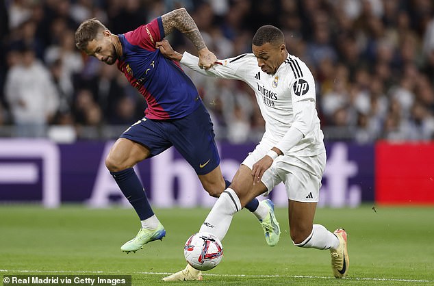 Mbappé ran just 8km during Madrid's recent embarrassing El Clásico defeat against Barcelona