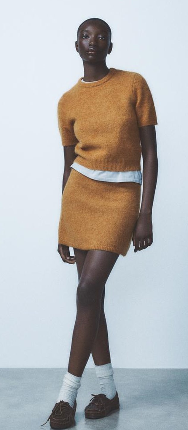 Mustard short-sleeved alpaca and wool jumper, £45.99, zara.com