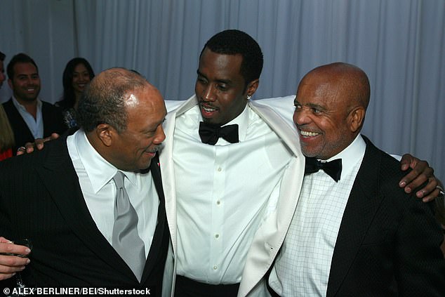 Jones, who died at the age of 91 on Sunday night, wasn't carried away by Sean 'Diddy' Combs' bravado and wasn't afraid to express it either. (Pictured: Quincy Jones, Sean 'Diddy' Combs and Berry Gordy at Sean Combs' 'Open Harlem 2 Hollywood' party in Los Angeles in 2008)