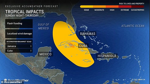 The storm will affect states along the Gulf Coast, including Louisiana and Texas, in November for the first time in history.