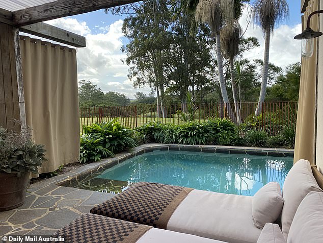 Most rooms at Sun Ranch Byron have private pools and loungers (pictured)