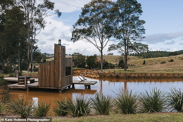 The Ranch's sauna (pictured) is a unique addition to the property and overlooks a lake.