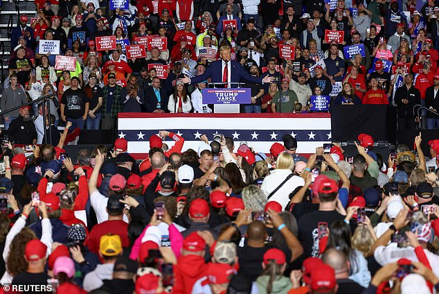 A crowd of thousands of fans cheered Trump at the rally.