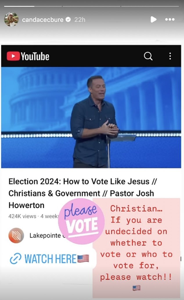 Bure took to his Instagram Story on Sunday and shared a link to Lakepointe Church's YouTube, a 44-minute video titled 