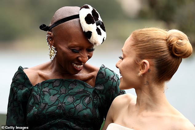 Ariana and Cynthia, who play Glinda and Elphaba, shared some intimate laughs while posing for photos on Tuesday.