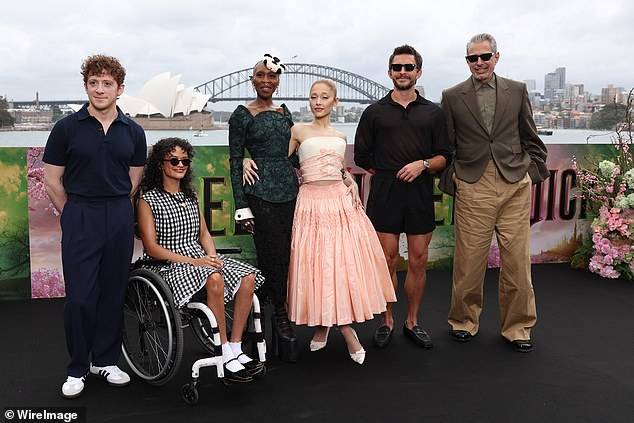 The lovebirds were accompanied by their co-stars, including Jeff Goldblum, 72, Marissa Bode, 24, Jonathan Bailey, 36, and Cynthia Erivo.