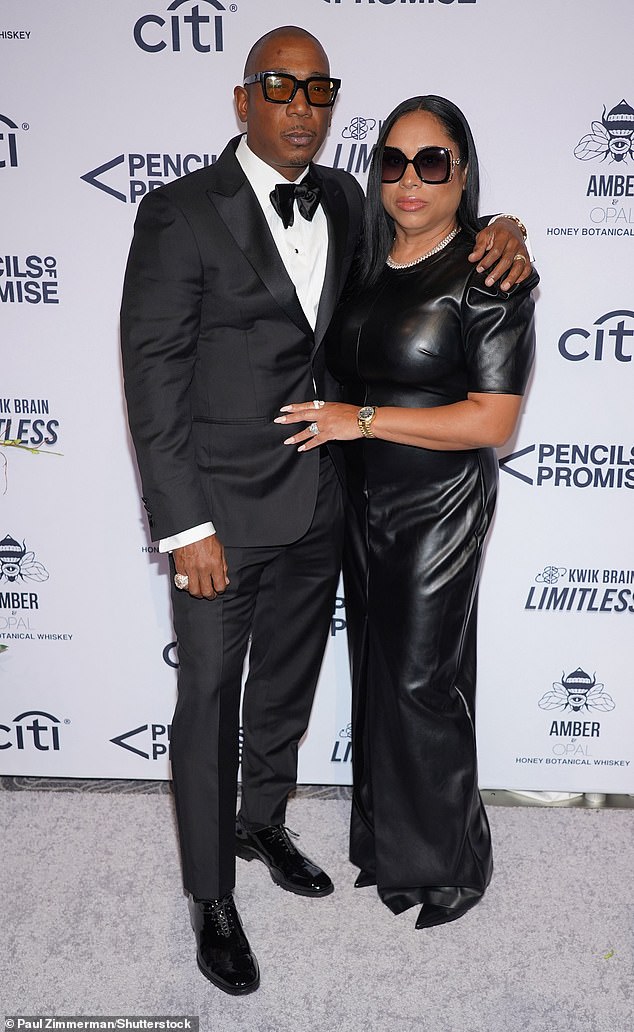 Ja Rule and his longtime wife, Aisha Atkins, coordinated his-and-hers black looks at the event.