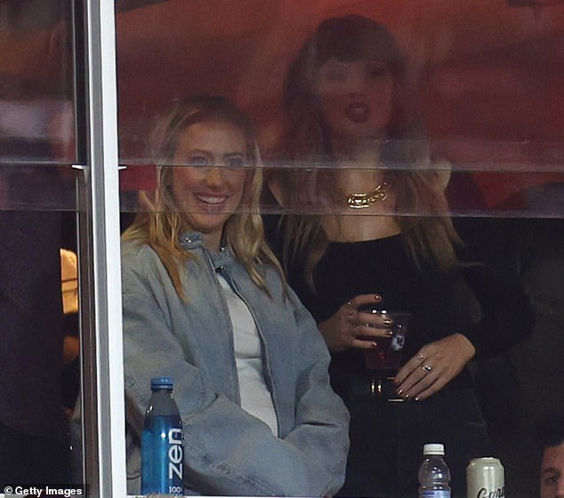 Later during the game, she was photographed meeting her friend Taylor Swift, 34, who has been dating Chiefs tight end Travis Kelce, 35, since last year, in their suite.