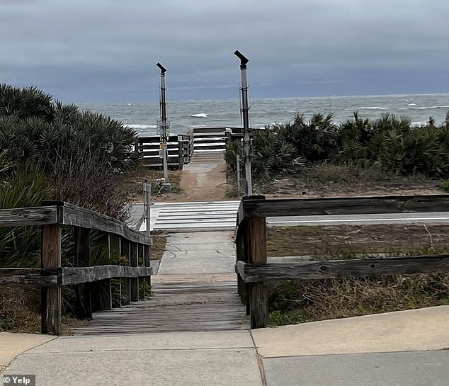 Police said the victim left a trail of blood on a beachside path as he fled from the attackers.