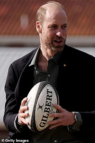 Prince William plays rugby yesterday