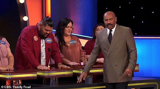 On the latest episode of Family Feud, the Hernandez family (pictured) took on the Colleys and were tasked with providing the six most well-known facts about the Duke of Sussex.