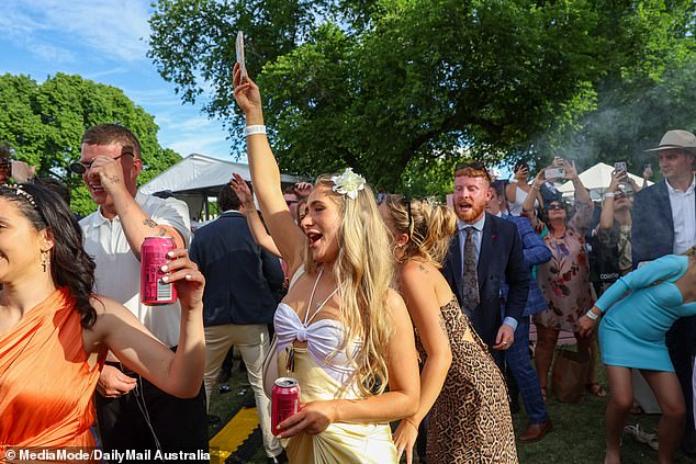 Young attendees kept the party in full swing at Flemington Racecourse in Melbourne on Tuesday afternoon.