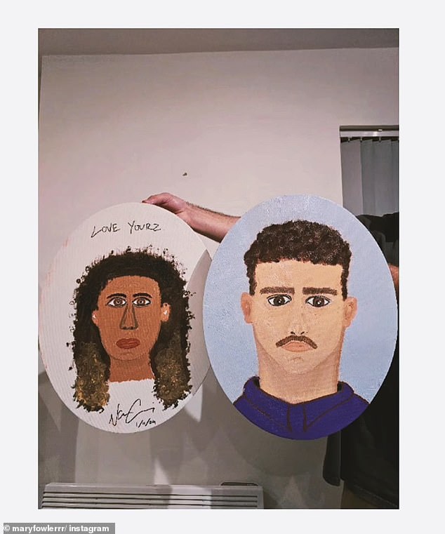 Cleary and Fowler painted these portraits of each other, which the Matildas star shared on social media.