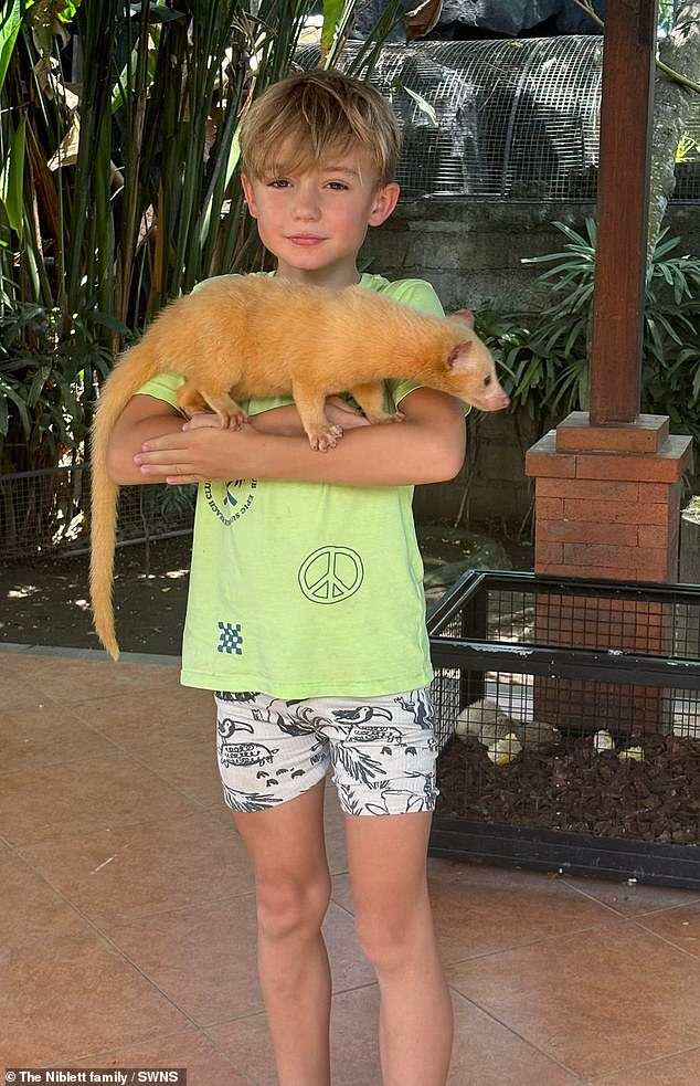 The family found a temporary school before leaving the UK and allowed them to settle in before starting in September (pictured: Noah).