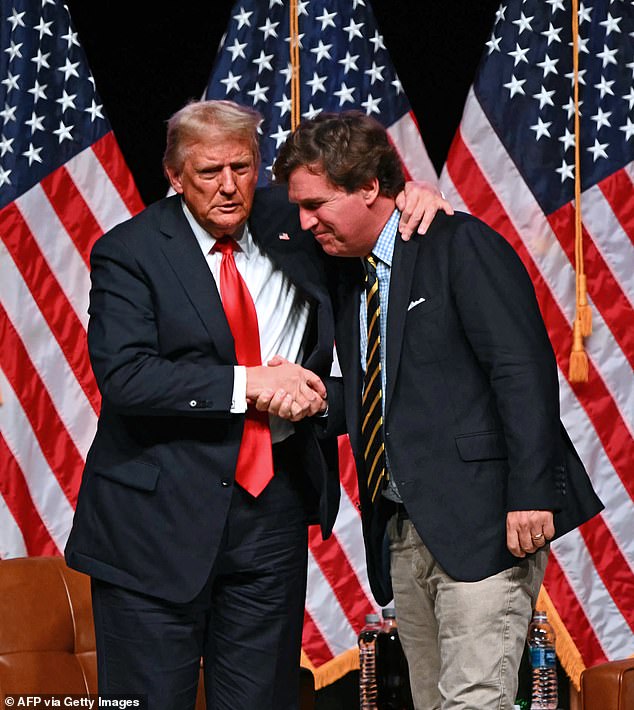 Carlson, an ardent supporter of Donald Trump (pictured with Carlson on Oct. 31) and confidant last year, praised people who believe abortions are 