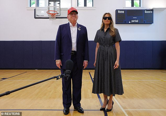 Trump, with his characteristic hat 