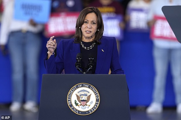 Democratic Vice Presidential presidential candidate Kamala Harris speaks during a campaign event at the Talking Stick Resort Amphitheater, Thursday, Oct. 31, 2024, in Phoenix.