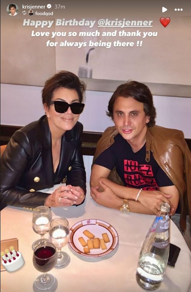 Jonathan Cheban, aka Foodgod, shared a photo with Kris. In his note he said: 'Happy birthday Kris Jenner. I love you very much and thank you for always being there.'