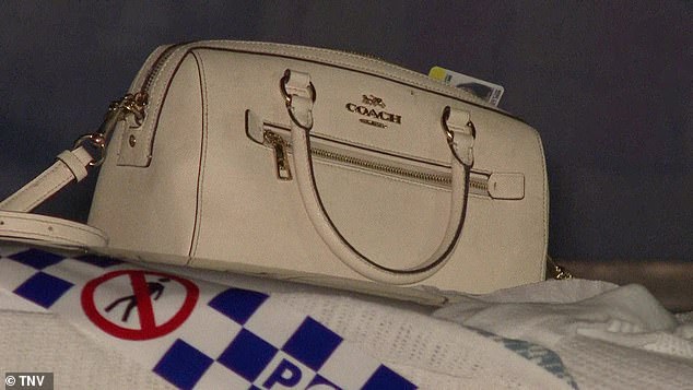 Johnny Di Marcello, 48, was arrested and charged with breaching an AVO, driving while disqualified and driving a car without the owner's consent (pictured: the woman's handbag left on top of the car).