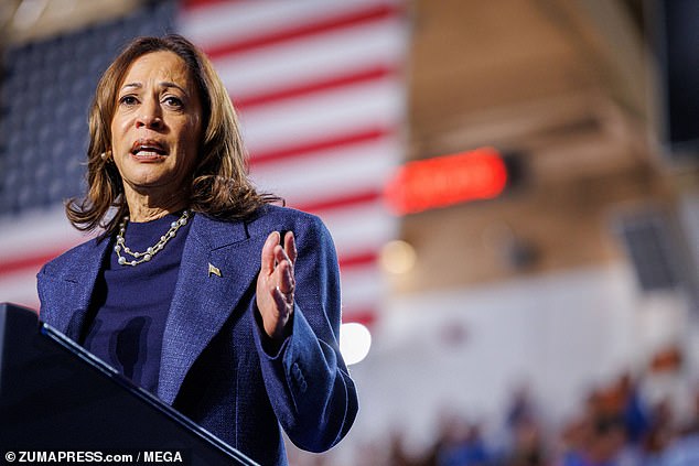 Vice President Harris was in Michigan on Sunday, making four stops across the battleground state. She is seen in East Lansing.